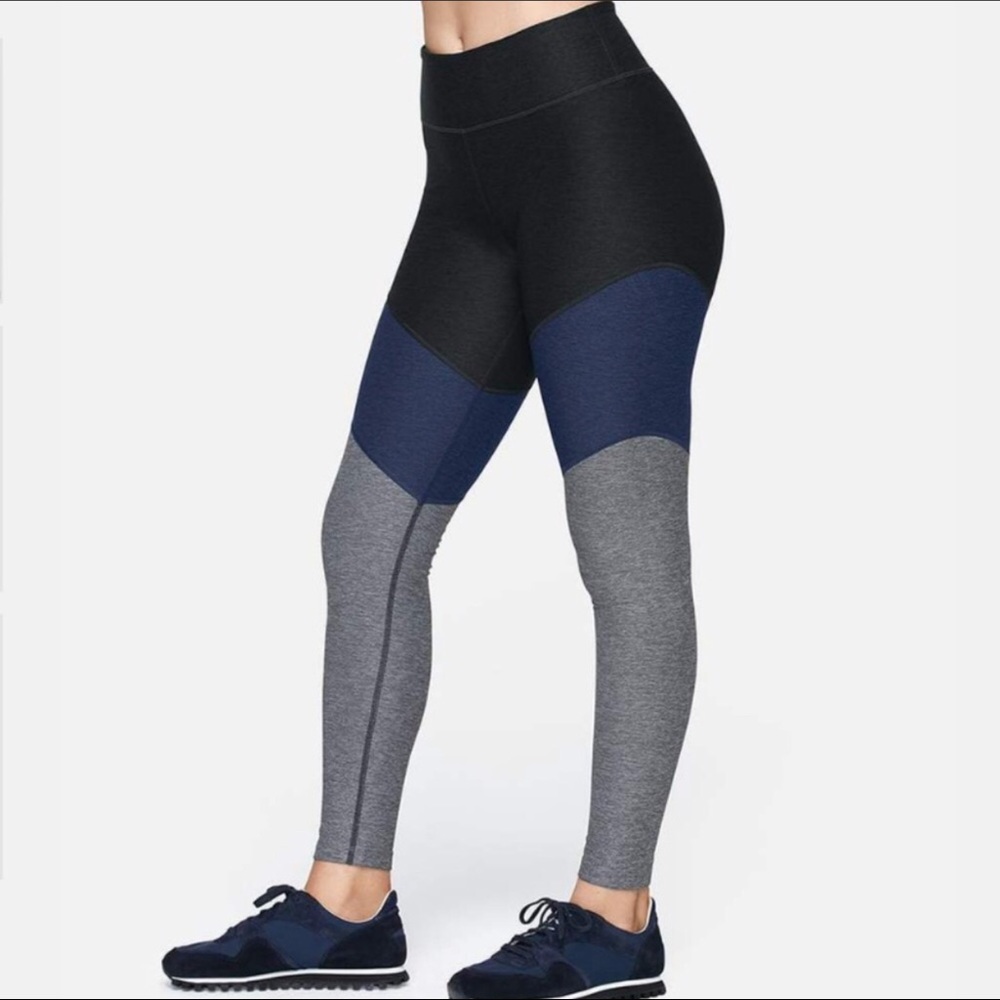 Outdoor Voices Colorblock High-Waist Leggings in Black, Navy & Gray